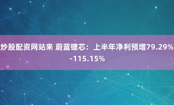 炒股配资网站来 蔚蓝锂芯：上半年净利预增79.29%-115.15%